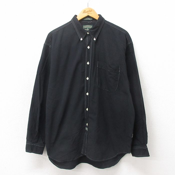 XL★古着 ドッカーズ 長袖 ブランド シャツ メンズ 90年代 90s 大きいサイズ コットン ボタンダウン 黒 ブラック 25may20 中古 トップス