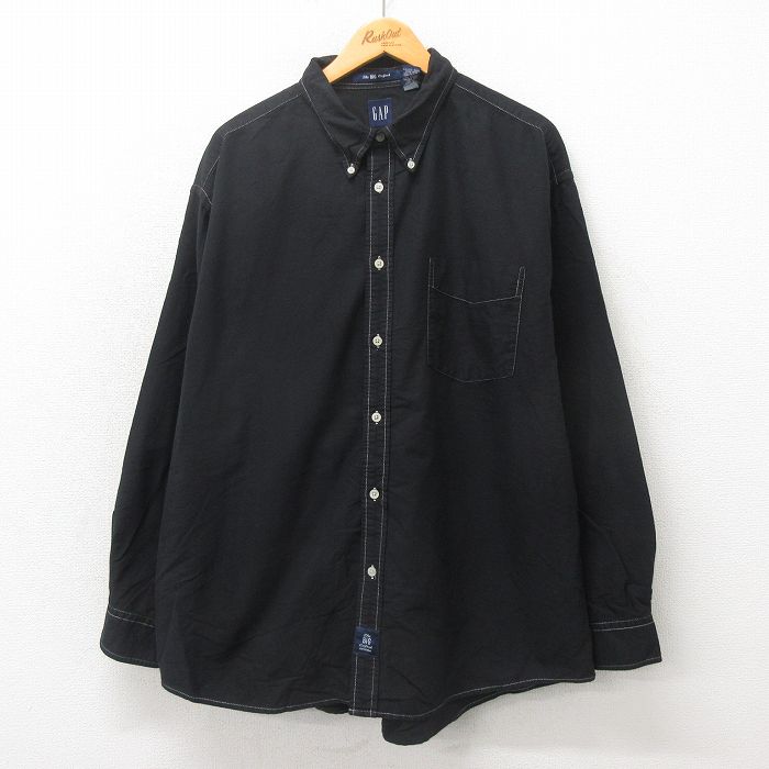 XL★古着 ギャップ GAP　長袖 ブランド シャツ メンズ 00年代 00s 大きいサイズ コットン ボタンダウン 黒 ブラック 25may21 中古 トップス
