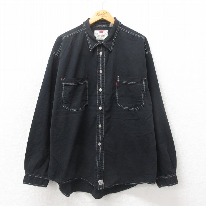 XL★古着 リーバイス Levis 長袖 ブランド シャツ メンズ 00年代 00s 大きいサイズ コットン 黒 ブラック デニム 25may21 中古 トップス