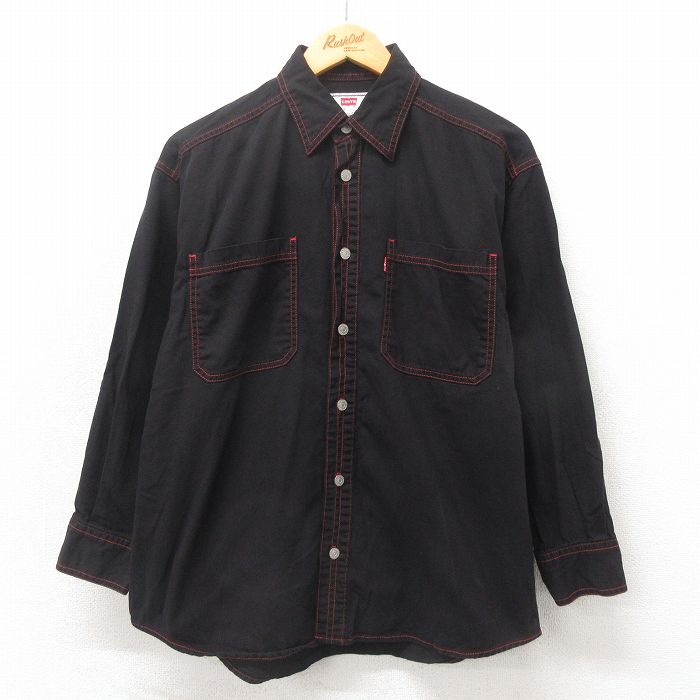 L★古着 リーバイス Levis 長袖 ブランド シャツ メンズ 00年代 00s コットン 黒 ブラック デニム 25may21 中古 トップス