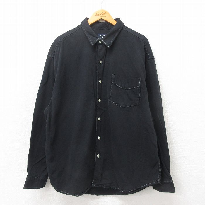 【20%OFF】XL★古着 ギャップ GAP 長袖 ブランド シャツ メンズ 90年代 90s 大きいサイズ 黒 ブラック 【spe】 25may21 中古 トップス