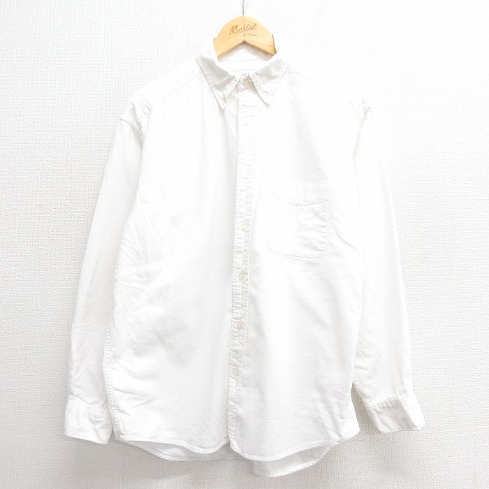 L★古着 バナナリパブリック BANANA REPUBLIC 長袖 ブランド シャツ メンズ コットン ボタンダウン 白 ホワイト 25may26 中古 トップス