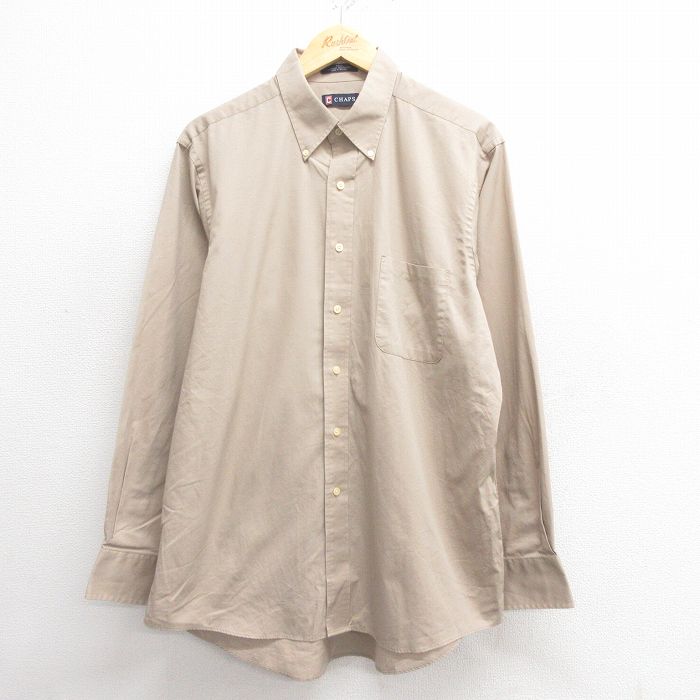 L★古着 チャップス 長袖 ブランド シャツ メンズ ボタンダウン ベージュ カーキ 25may27 中古 トップス