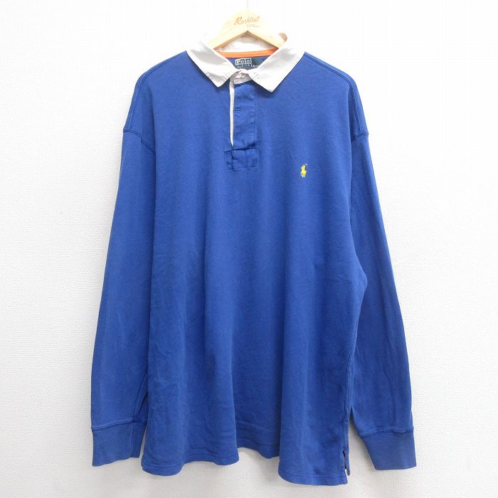 【50%OFF】XL★古着 ラルフローレン Ralph Lauren 長袖 ブランド ラガー シャツ メンズ 90年代 90s ワンポイントロゴ 大きいサイズ コットン 青 ブルー 25may27 中古 トップス