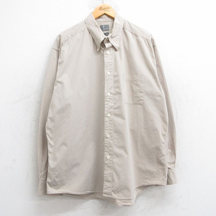 XL★古着 ドッカーズ 長袖 ブランド シャツ メンズ 大きいサイズ ベージュ カーキ ストライプ 25jun02 中古 トップス