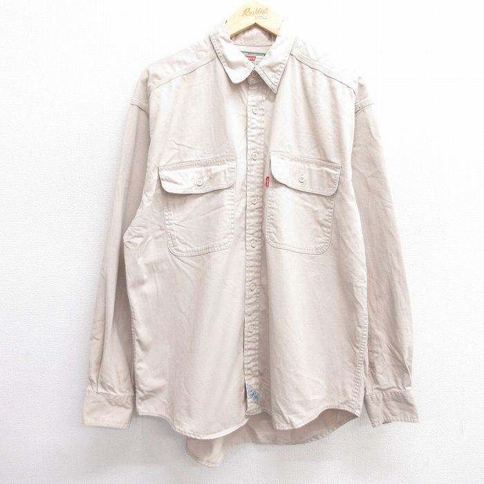 XL★古着 リーバイス Levis 長袖 ブランド シャツ メンズ 00年代 00s 大きいサイズ コットン 薄ベージュ カーキ 25jun11 中古 トップス
