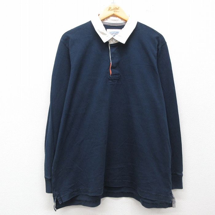 XL★古着 ランズエンド 長袖 ブランド ラガー シャツ メンズ 大きいサイズ コットン 紺他 ネイビー 25jun11 中古 トップス