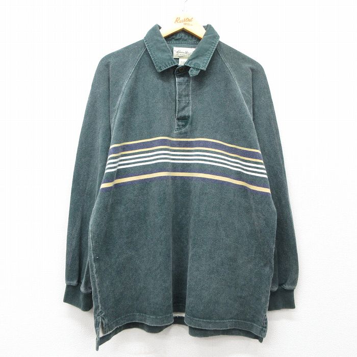 XL★古着 エディーバウアー 長袖 ブランド ラガー シャツ メンズ 00年代 00s ラグラン コットン 緑他 グリーン 【spe】 25jun11 中古 トップス