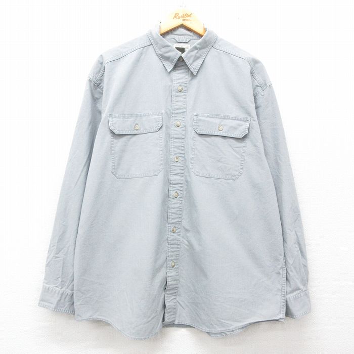 XL★古着 エルエルビーン LLBEAN 長袖 ブランド シャツ メンズ 00年代 00s コットン 薄グレー 25jun11 中古 トップス