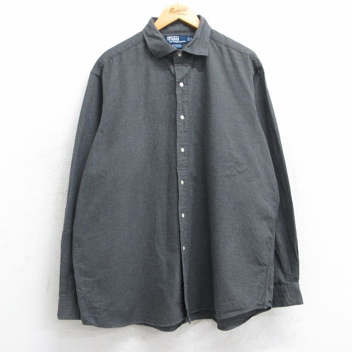 XL★古着 ラルフローレン Ralph Lauren 長袖 ブランド シャツ メンズ 90年代 90s WESTERTON 大きいサイズ コットン 濃グレー 【spe】 25jun11 中古 トップス