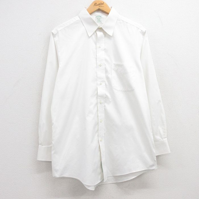 L★古着 ブルックスブラザーズ BROOKS BROTHERS 長袖 ブランド シャツ メンズ コットン 白 ホワイト 25jun13 中古 トップス