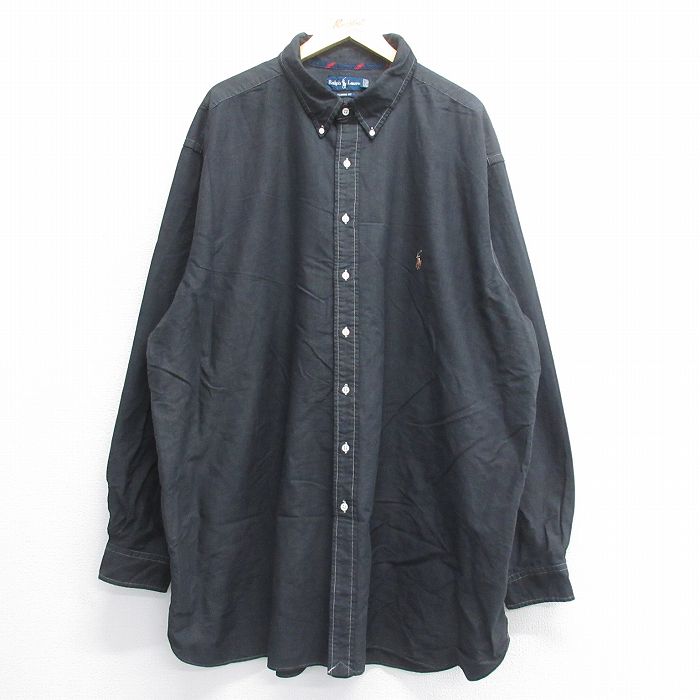 ラルフローレン 90s 長袖シャツ ワンポイントロゴ ブラック XL | 古着