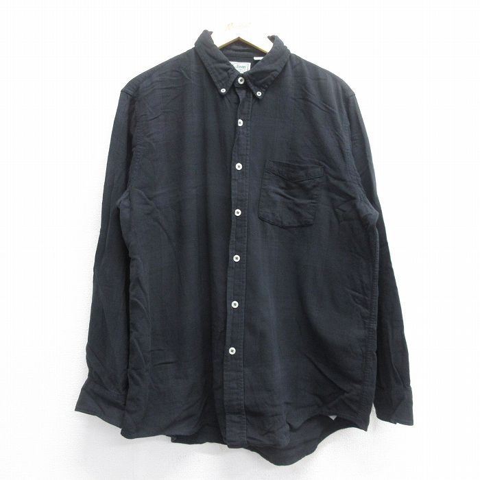 XL★古着 エルエルビーン LLBEAN 長袖 ブランド シャツ メンズ 90年代 90s コットン ボタンダウン 黒 ブラック チェック 25jun16 中古 トップス