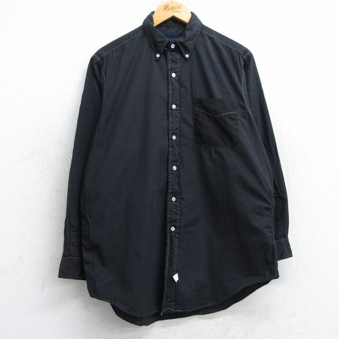 XL★古着 ラルフローレン Ralph Lauren 長袖 ブランド シャツ メンズ 90年代 90s コットン ボタンダウン USA製 黒 ブラック 25jun19 中古 トップス
