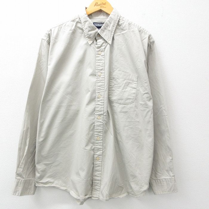 XL★古着 ランズエンド 長袖 ブランド シャツ メンズ 00年代 00s 大きいサイズ コットン ボタンダウン 薄ベージュ カーキ 25jun27 中古 トップス