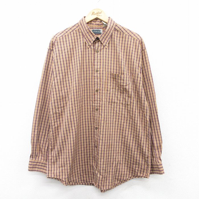 エルエルビーン 90s 長袖シャツ ブラウンチェック XL | 古着