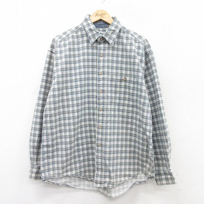 【50%OFF】XL★古着 エルエルビーン LLBEAN 長袖 ブランド シャツ メンズ 90年代 90s 大きいサイズ コットン カナダ製 紺他 ネイビー チェック 25jun27 中古 トップス