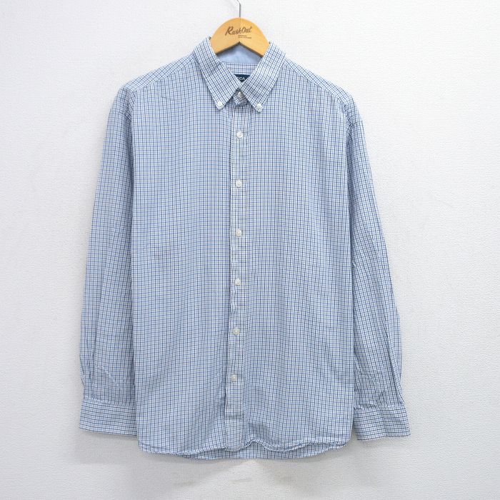 XL★古着 ノーティカ NAUTICA 長袖 ブランド シャツ メンズ 大きいサイズ ボタンダウン 白他 ホワイト チェック 25jun30 中古 トップス