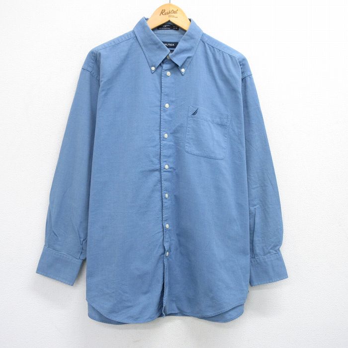 【50%OFF】XL★古着 ノーティカ NAUTICA 長袖 ブランド シャツ メンズ 薄紺 ネイビー 25jun30 中古 トップス