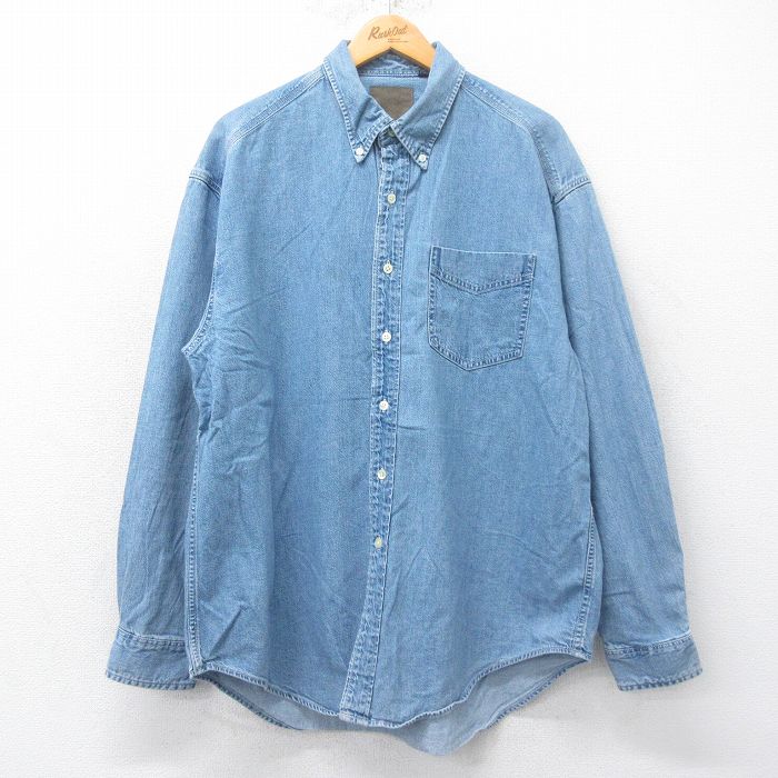 XL★古着 ギャップ GAP 長袖 ブランド シャツ メンズ 00年代 00s コットン ボタンダウン 紺 ネイビー デニム 25jul05 中古 トップス