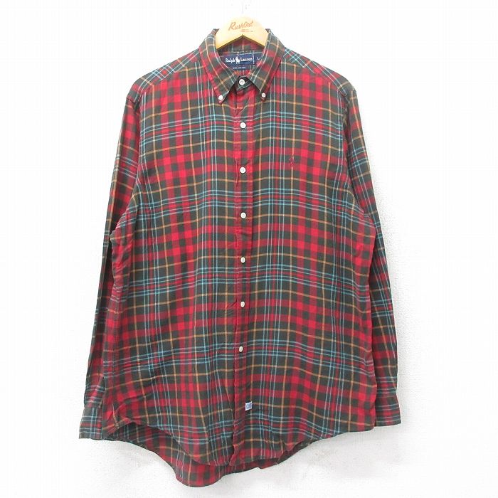 ラルフローレン 90s 長袖シャツ ワンポイント レッドチェック XL | 古着