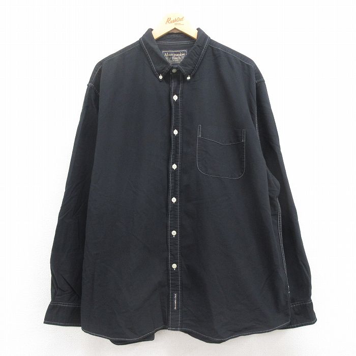 【50%OFF】XL★古着 アバクロンビー Abercrombie&fitch 長袖 ブランド シャツ メンズ 90年代 90s コットン ボタンダウン 黒 ブラック 25jul29 中古 トップス