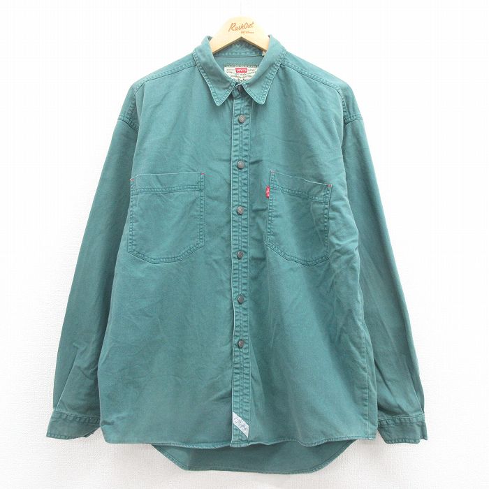 【20%OFF】XL★古着 リーバイス Levis 長袖 ブランド シャツ メンズ 00年代 00s 大きいサイズ コットン 緑 グリーン デニム 25jul29 中古 トップス
