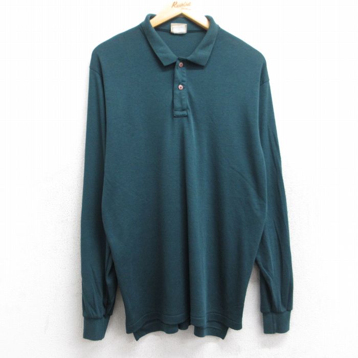 【50%OFF】M★古着 エルエルビーン LLBEAN 長袖 ブランド ポロ シャツ メンズ 80年代 80s 緑 グリーン 25aug18 中古 トップス