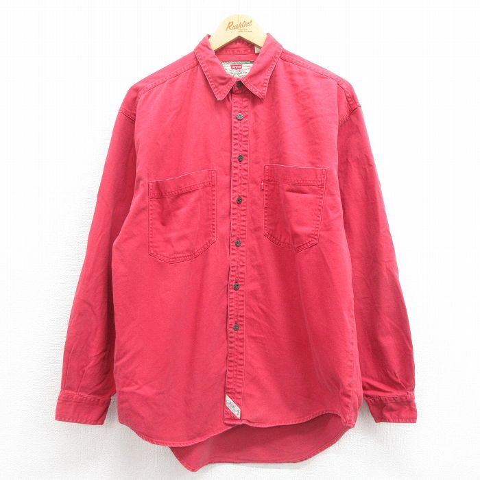 【20%OFF】L★古着 リーバイス Levis 長袖 ブランド シャツ メンズ 00年代 00s コットン 赤 レッド 25aug18 中古 トップス