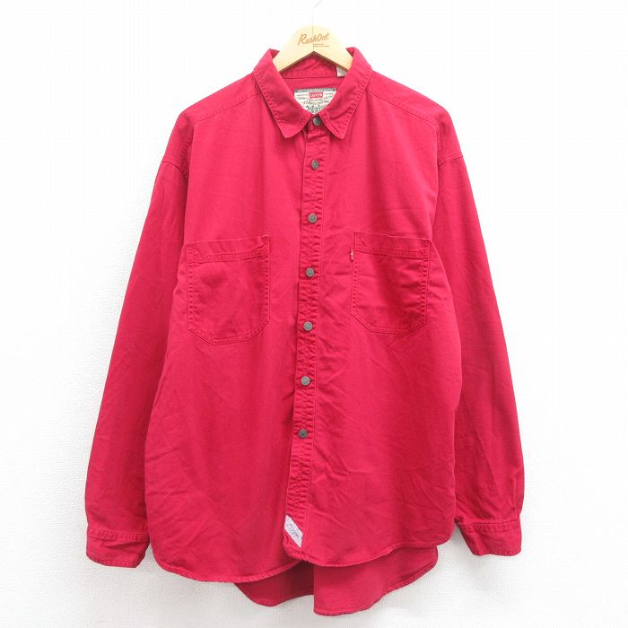 XL★古着 リーバイス Levis 長袖 ブランド シャツ メンズ 00年代 00s 大きいサイズ コットン 赤 レッド 25aug18 中古 トップス