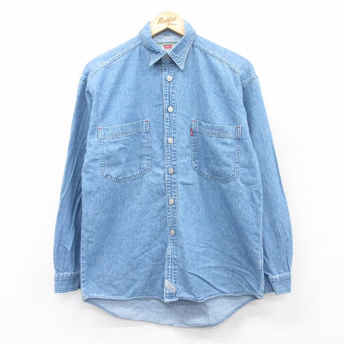 【20%OFF】M★古着 リーバイス Levis 長袖 ブランド シャツ メンズ 00年代 00s コットン 紺 ネイビー デニム 25aug22 中古 トップス