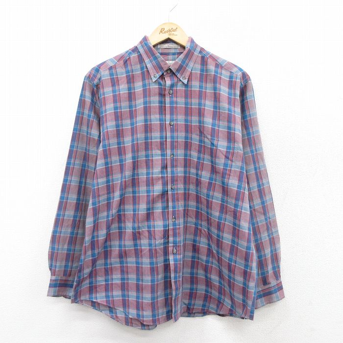【50%OFF】L★古着 リーバイス Levis 長袖 ブランド シャツ メンズ 00年代 00s 紺他 ネイビー チェック 25aug22 中古 トップス