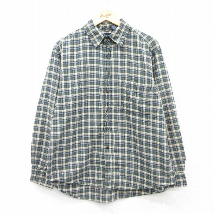 L★古着 ギャップ GAP 長袖 ブランド シャツ メンズ 00年代 00s コットン 緑他 グリーン チェック 25aug22 中古 トップス