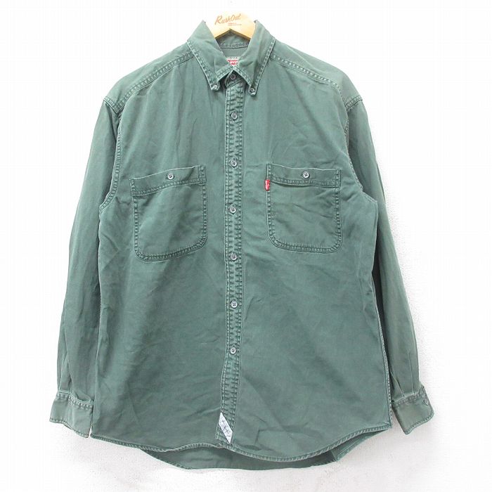 L★古着 リーバイス Levis 長袖 ブランド シャツ メンズ 00年代 00s コットン ボタンダウン 緑 グリーン 25aug25 中古 トップス