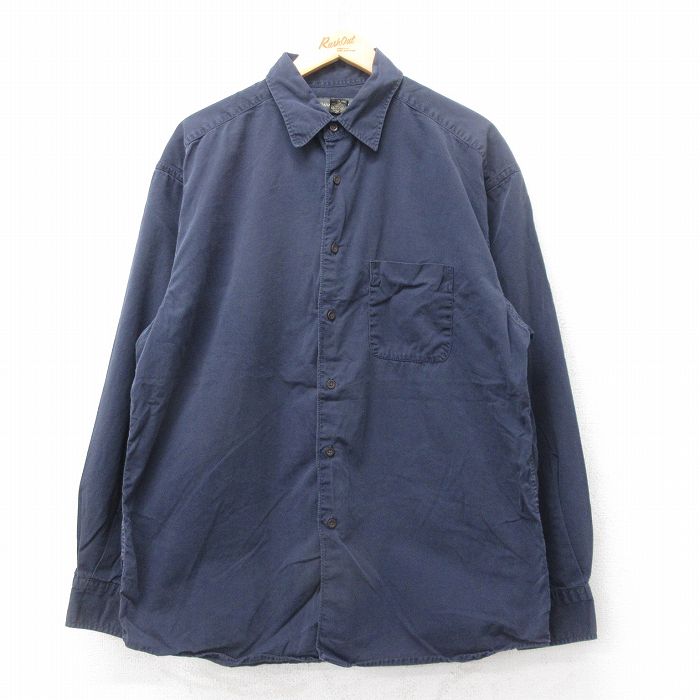 XL★古着 バナナリパブリック BANANA REPUBLIC 長袖 ブランド シャツ メンズ 00年代 00s コットン 紺 ネイビー 25aug25 中古 トップス