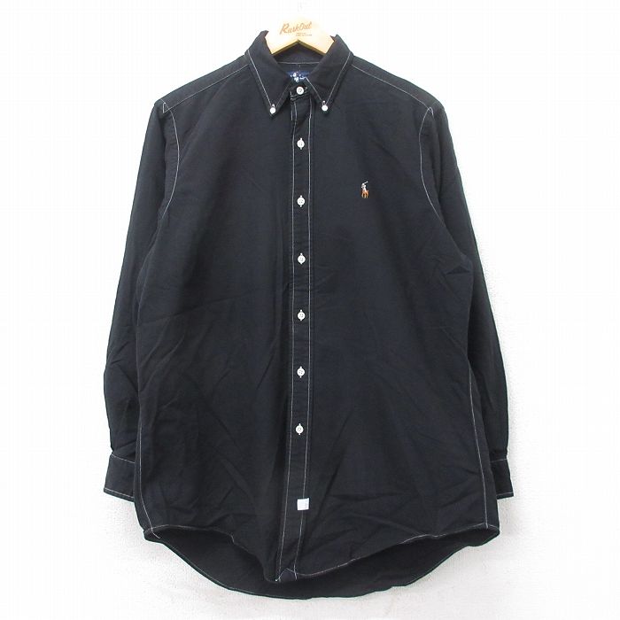 ラルフローレン 90s 長袖シャツ ワンポイントロゴ ブラック XL | 古着