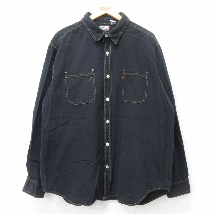 XL★古着 リーバイス Levis 長袖 ブランド シャツ メンズ 大きいサイズ コットン 黒 ブラック 25aug26 中古 トップス