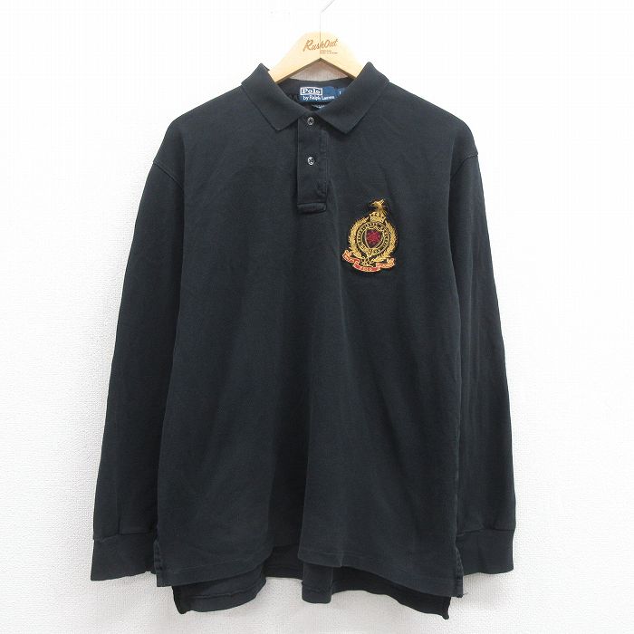 L★古着 長袖 ブランド シャツ メンズ 90年代 90s 鹿の子 コットン 黒 ブラック 25aug27 中古 トップス