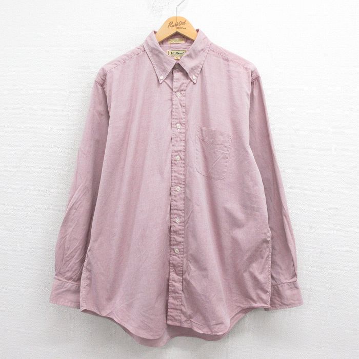 XL★古着 エルエルビーン LLBEAN 長袖 ブランド シャツ メンズ 80年代 80s 大きいサイズ ボタンダウン 薄エンジ 【spe】 25aug27 中古 トップス