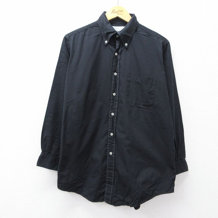 L★古着 ブルックスブラザーズ BROOKS BROTHERS 長袖 ブランド シャツ メンズ 90年代 90s コットン ボタンダウン 黒 ブラック 25sep02 中古 トップス