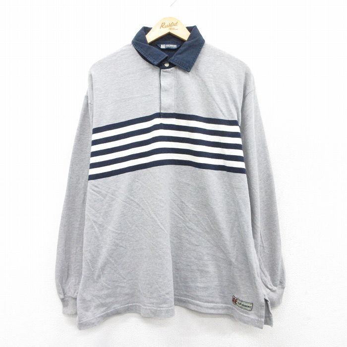 XL★古着 エアロポステール AEROPOSTALE 長袖 ブランド ラガー シャツ メンズ 大きいサイズ コットン グレー 霜降り 25sep02 中古 トップス