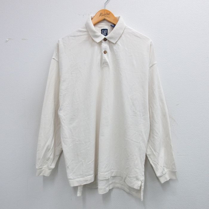XL★古着 ギャップ GAP 長袖 ブランド ポロ シャツ メンズ 90年代 90s コットン 白 ホワイト 25sep03 中古 トップス