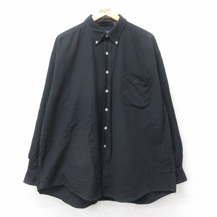 XL★古着 ギャップ GAP 長袖 ブランド シャツ メンズ 90年代 90s 大きいサイズ コットン ボタンダウン カナダ製 黒 ブラック 【spe】 25sep03 中古 トップス