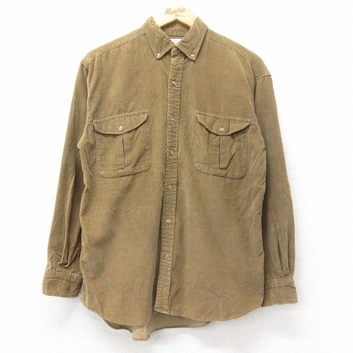 M★古着 ギャップ GAP 長袖 ブランド シャツ メンズ 80年代 80s コーデュロイ コットン ボタンダウン 茶 ブラウン 25sep03 中古 トップス