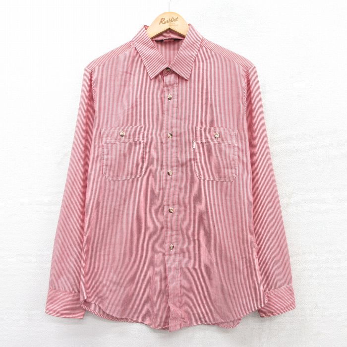 M★古着 リーバイス Levis 長袖 ブランド シャツ メンズ 90年代 90s 赤系他 レッド ストライプ 25sep09 中古 トップス