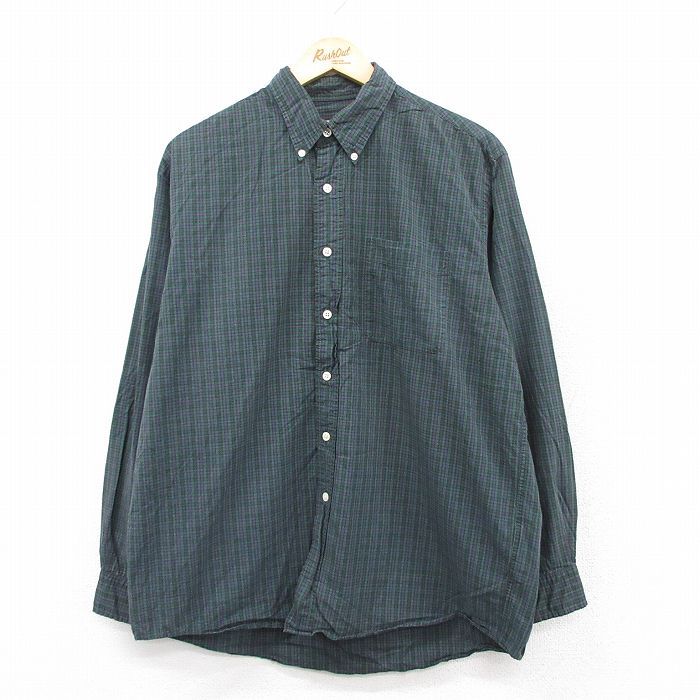 【20%OFF】XL★古着 エディーバウアー 長袖 ブランド シャツ メンズ 00年代 00s コットン ボタンダウン 緑他 グリーン チェック 25sep09 中古 トップス