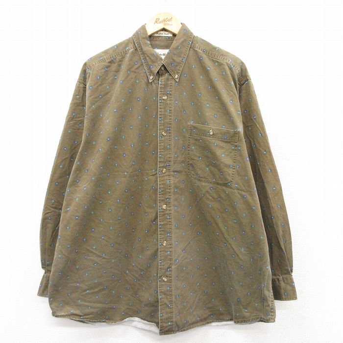 【50%OFF】エディーバウアー 00s 長袖シャツ 総柄 ブラウン XL | 古着