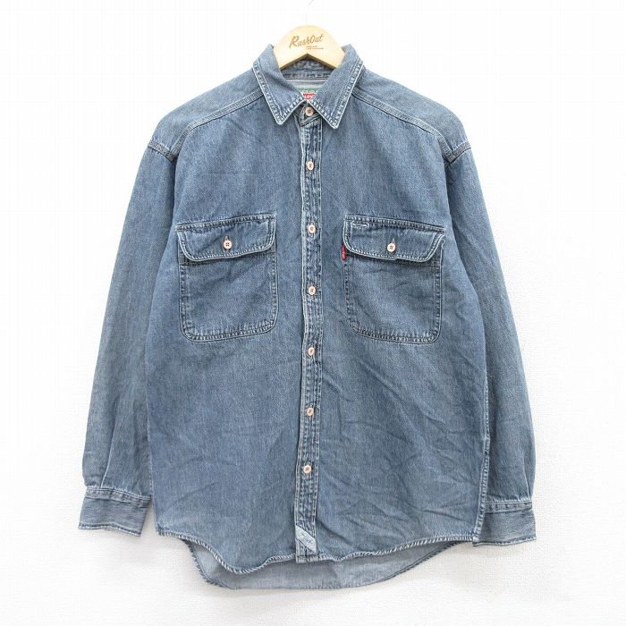 L★古着 リーバイス Levis 長袖 ブランド シャツ メンズ 00年代 00s コットン 紺 ネイビー デニム 25sep09 中古 トップス