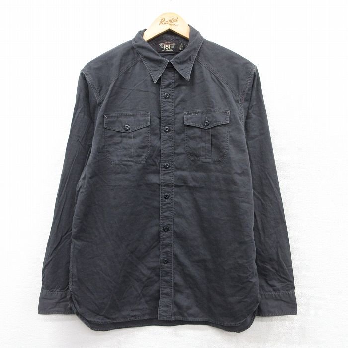 M★古着 ラルフローレン Ralph Lauren ダブルアールエル 長袖 ブランド シャツ メンズ 黒 ブラック 【spe】 25sep09 中古 トップス