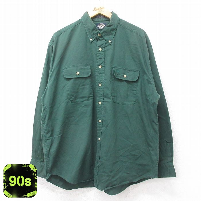 【50%OFF】ドッカーズ 90s 長袖シャツ ワンポイントロゴ グリーン XL | 古着